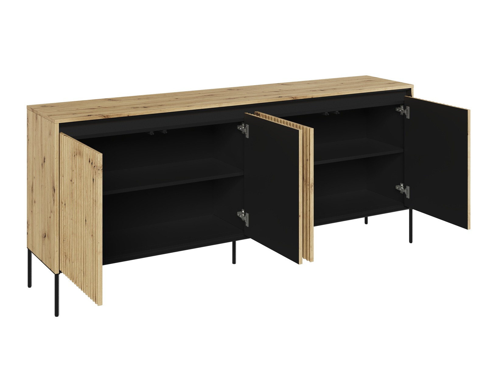 Dressoir Fernolu 103 (Artisan eiken + Zwart)
