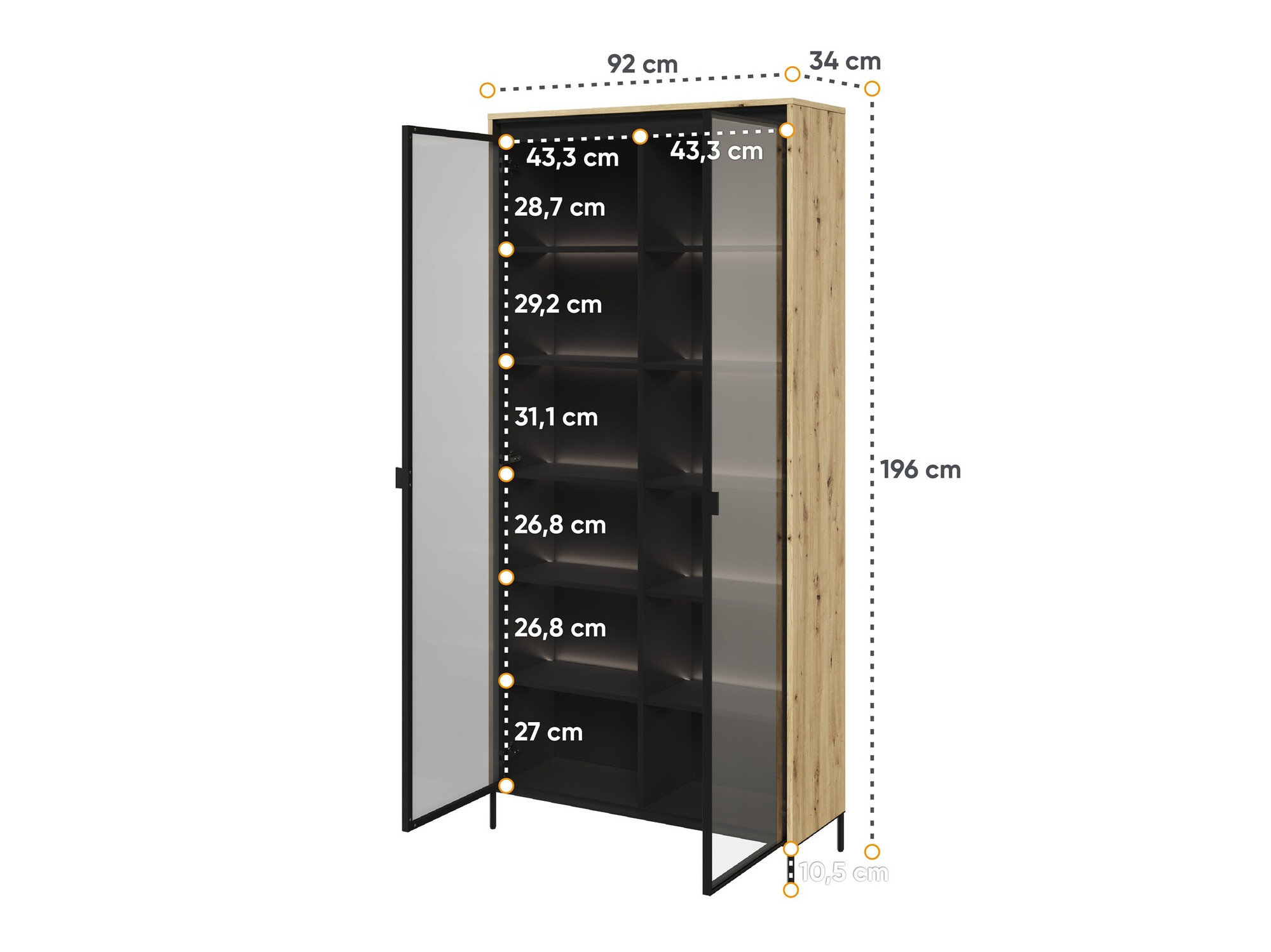 Boekenkast Fernolu 106 (Artisan eiken + Zwart)