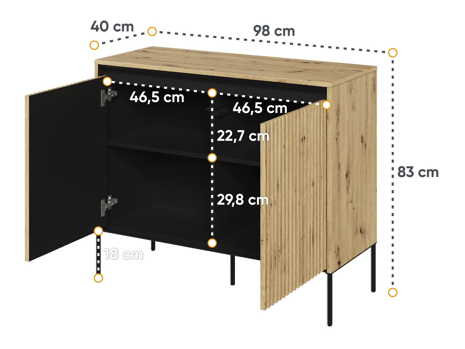 Dressoir Fernolu 101 (Artisan eiken + Zwart)
