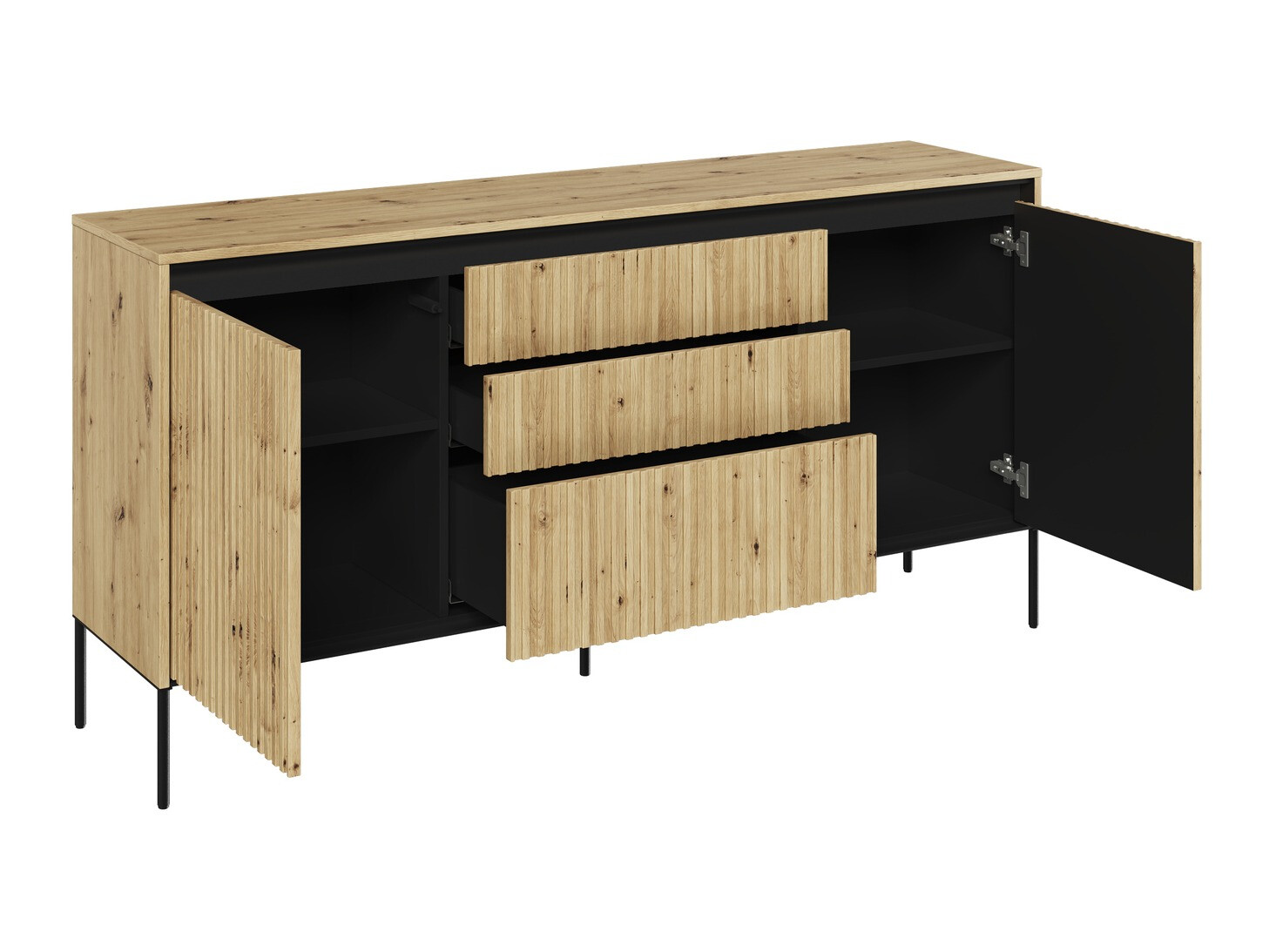 Ladekast Fernolu 100 (Artisan eiken + Zwart)