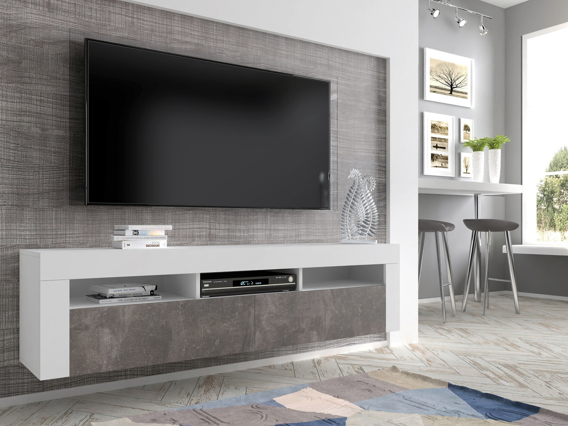 TV-meubel Buffalo 149 (Wit + Donker beton)