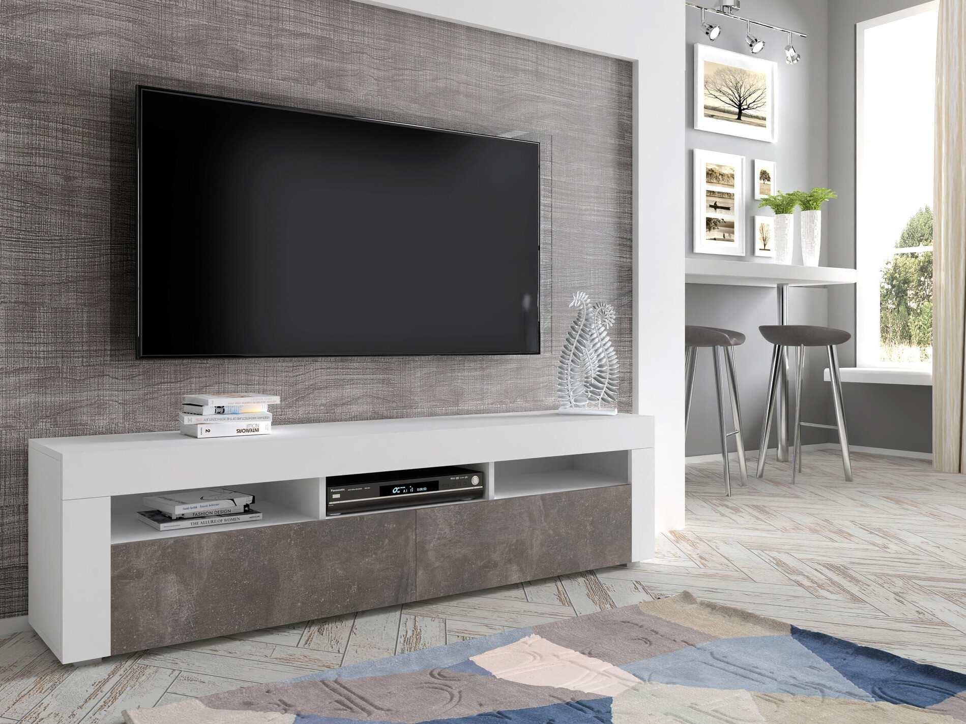 TV-meubel Buffalo 149 (Wit + Donker beton)