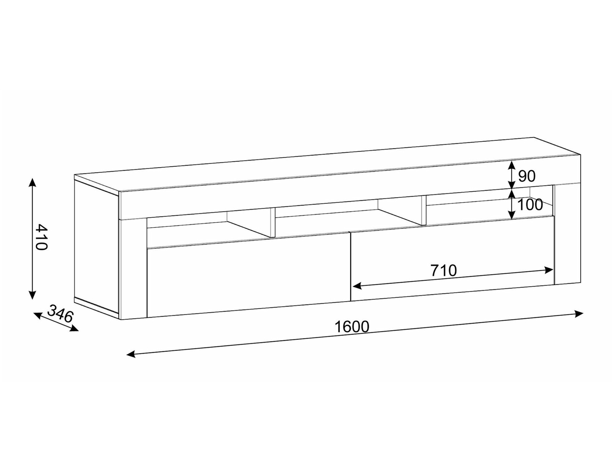 TV-meubel Buffalo 149 (Wit + Donker beton)