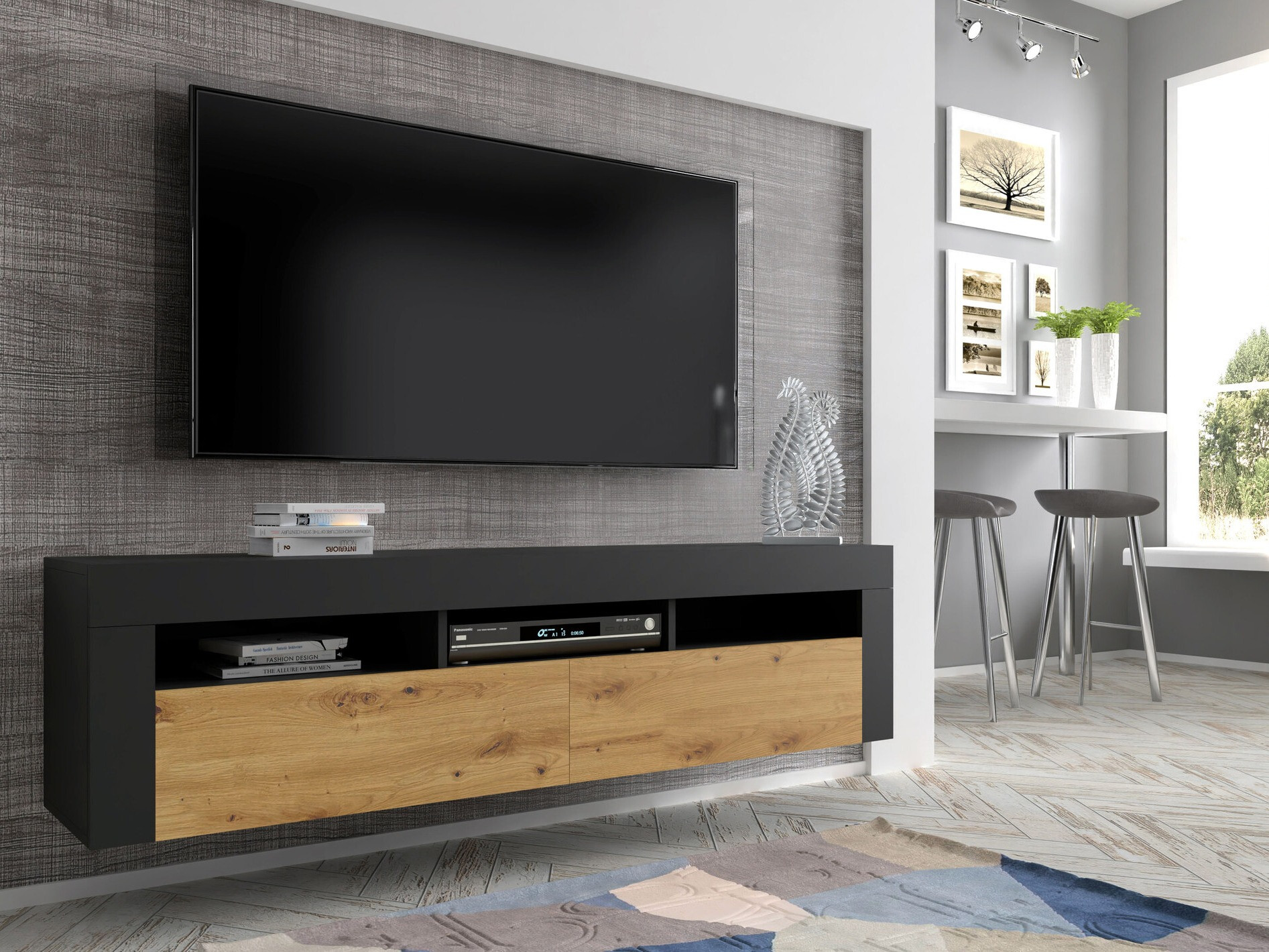 TV-meubel Buffalo 149 (Zwart + Artisan eiken)