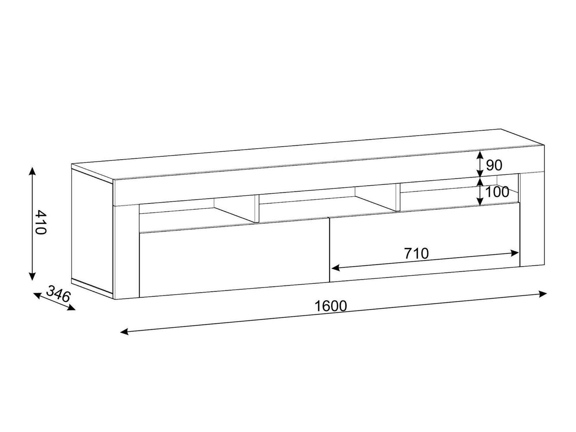 TV-meubel Buffalo 149 (Zwart + Artisan eiken)