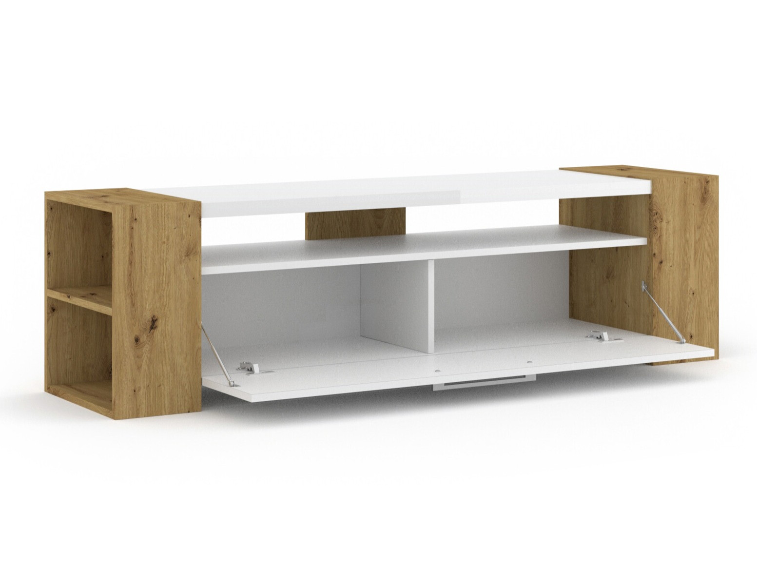 TV-meubel Buffalo 150 (Artisan eiken + Glanzend wit)