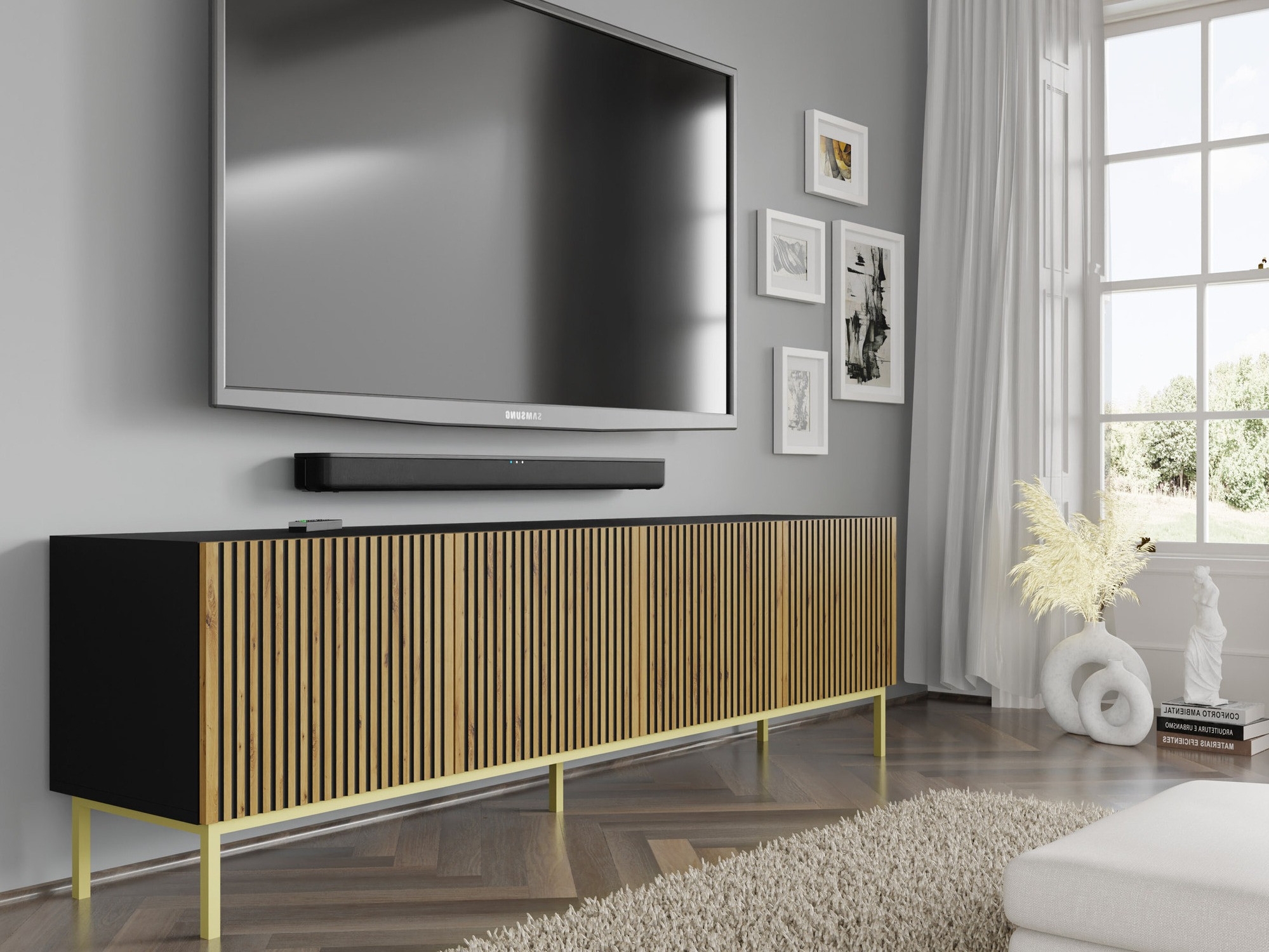 TV-meubel Talsalu 101 (Artisan eiken + Zwart)