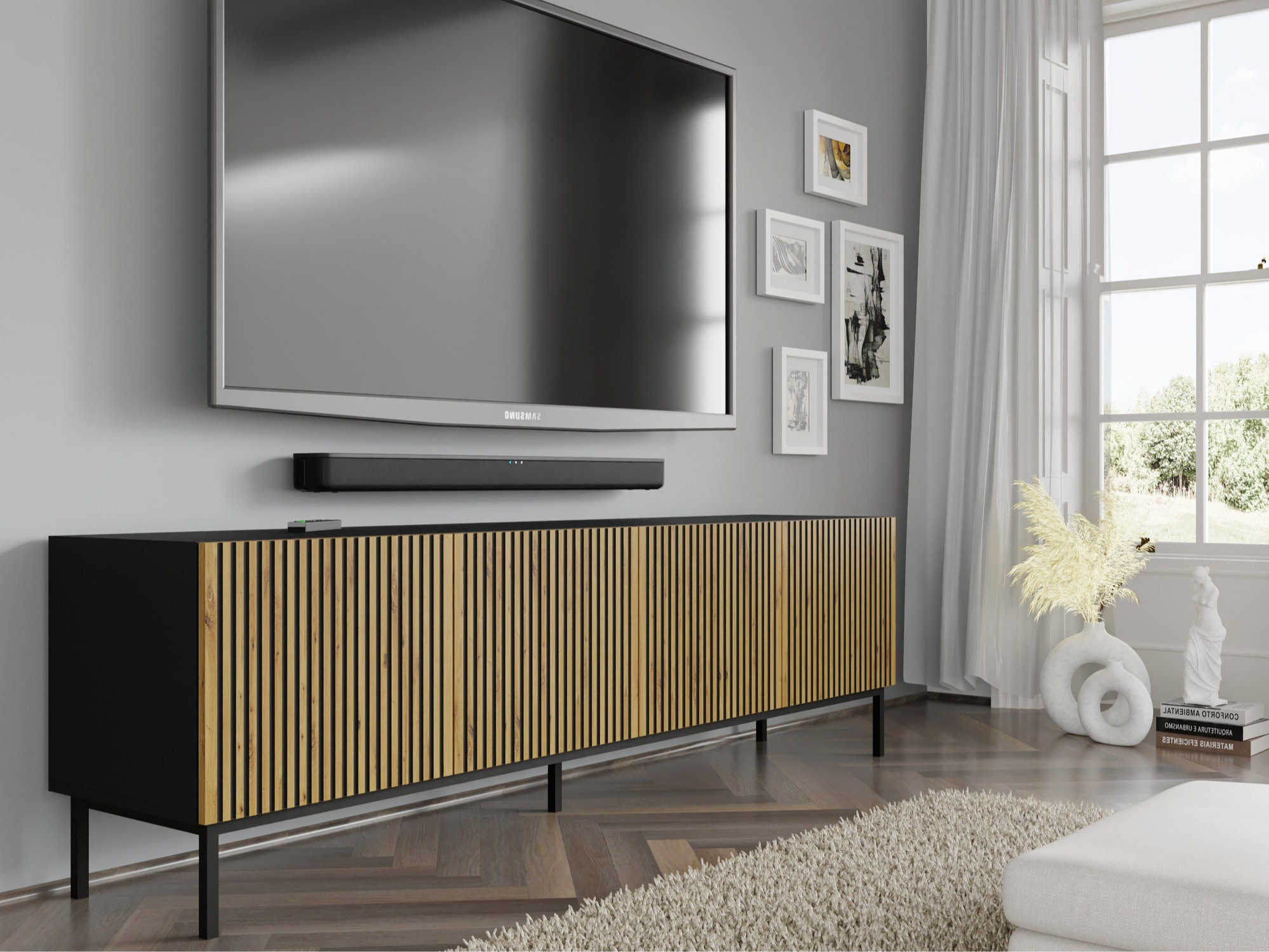 TV-meubel Talsalu 101 (Artisan eiken + Zwart)