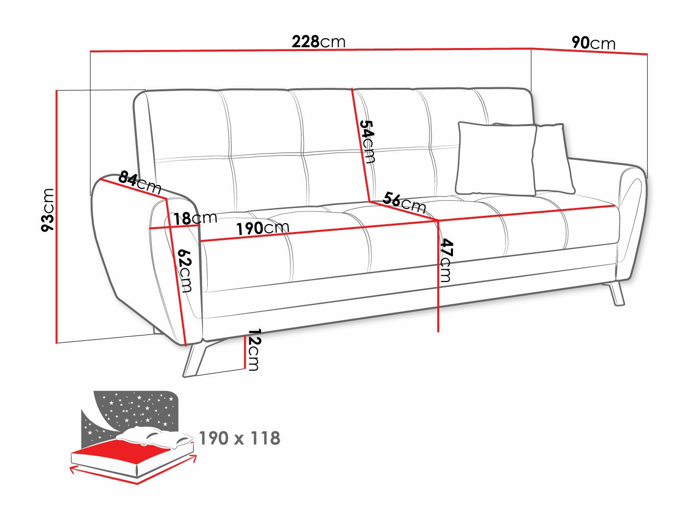 Slaapbank Columbus 156 (Zetta 293 + Aragon 20)