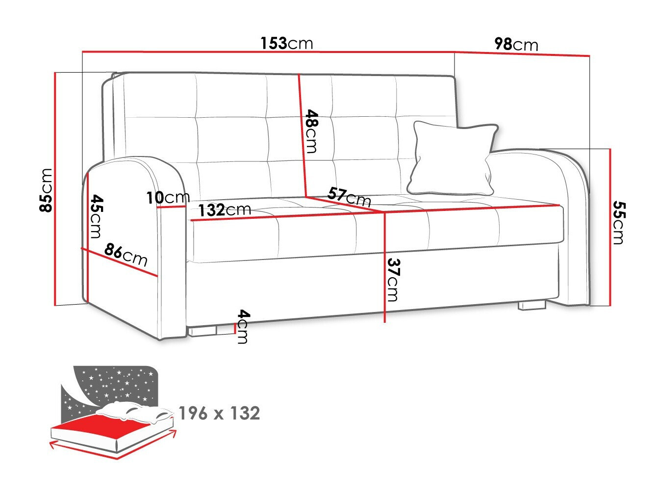 Slaapbank Columbus 116 (Aragon 03)