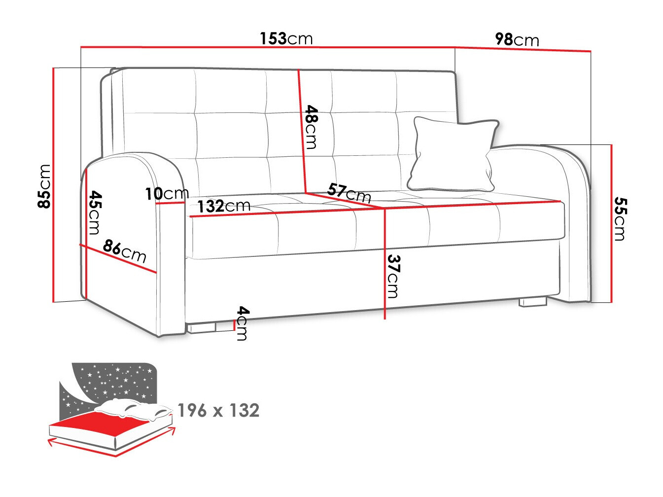 Slaapbank Columbus 116 (Aragon 14)