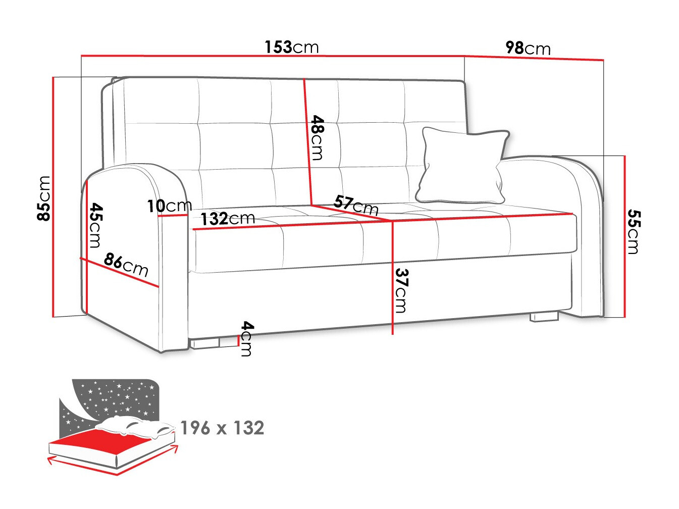 Slaapbank Columbus 116 (Aragon 80)
