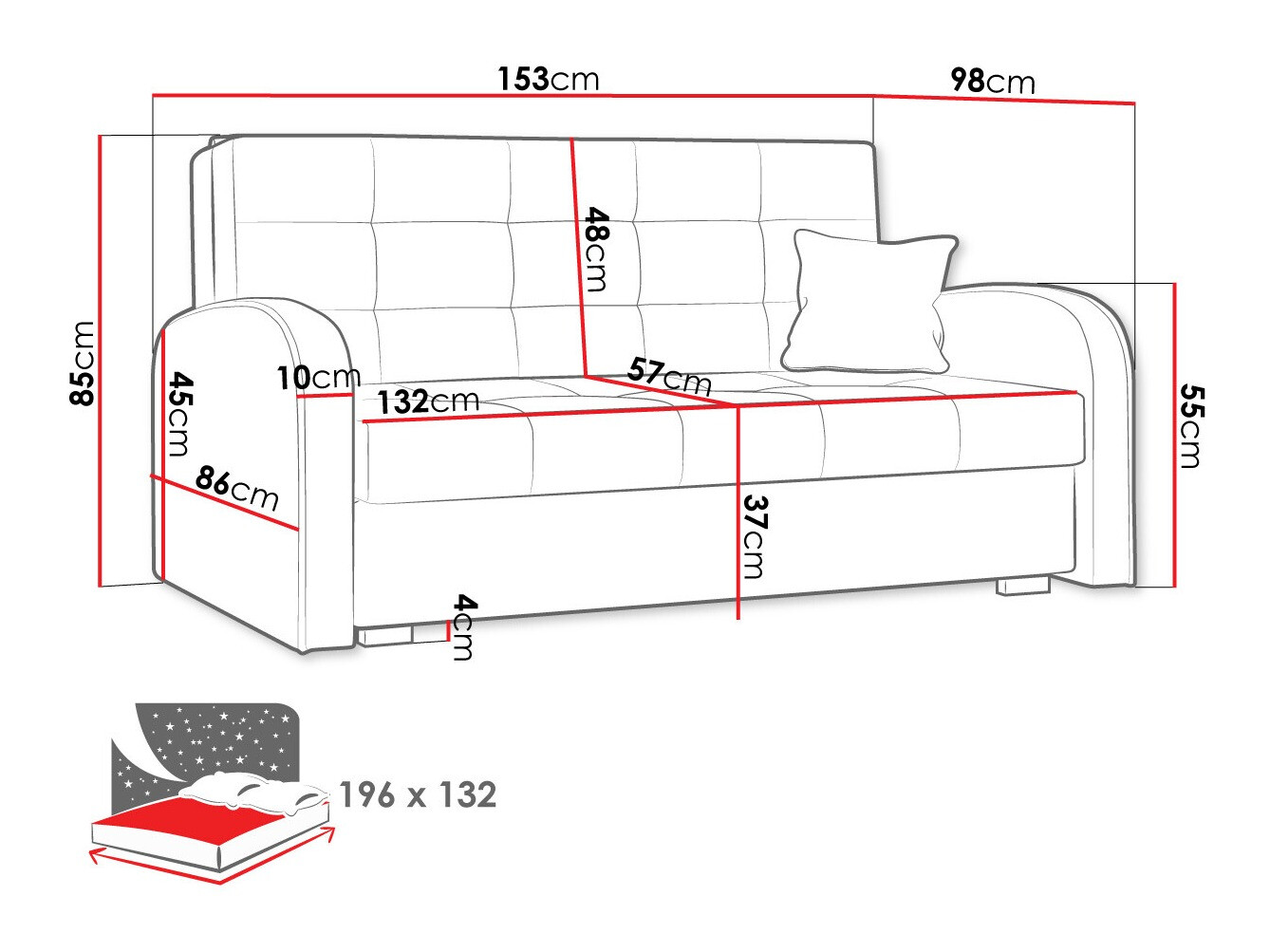 Slaapbank Columbus 116 (Aragon 90)