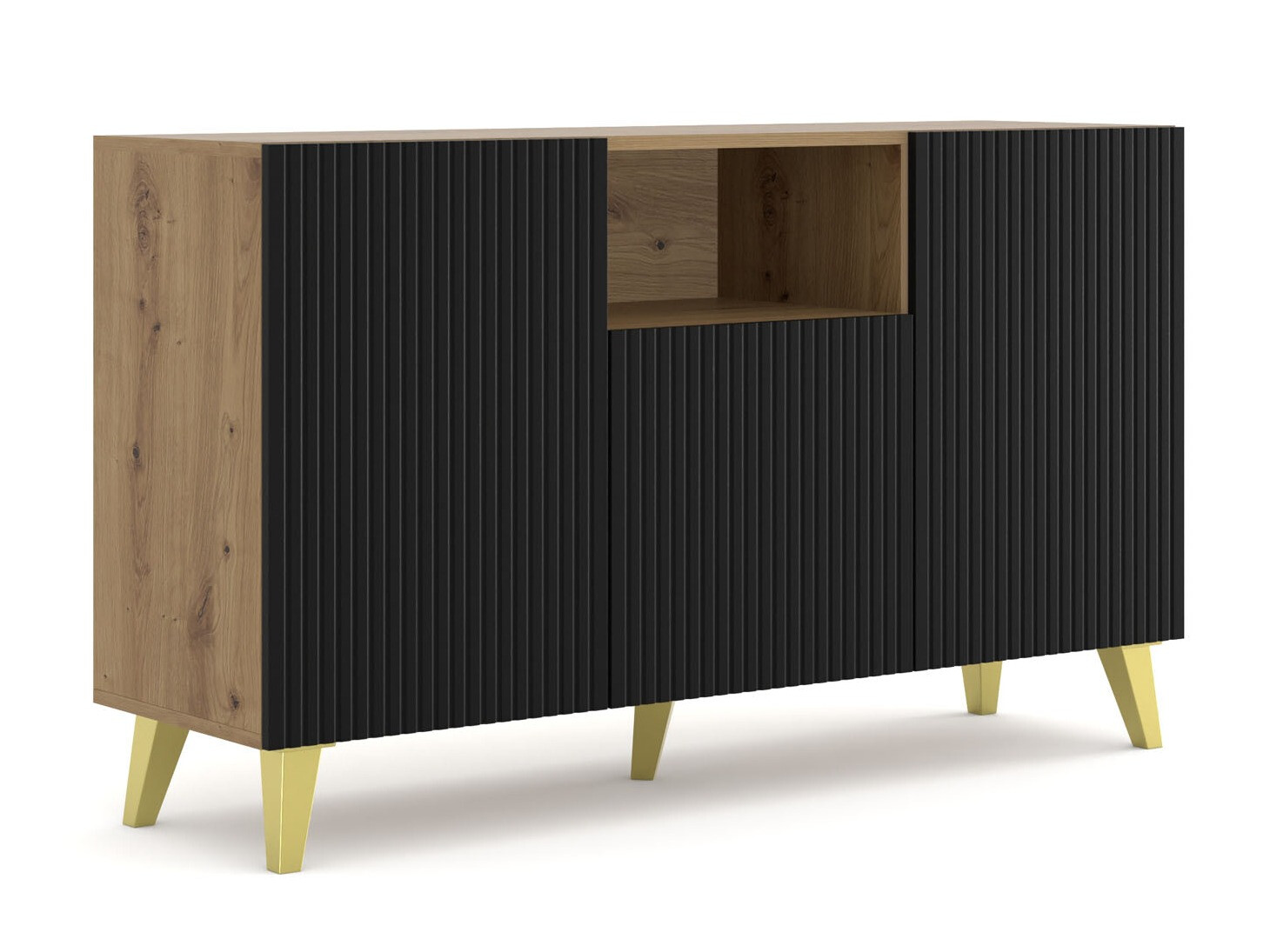 Dressoir Etdela 101 (Artisan eiken + Zwart)