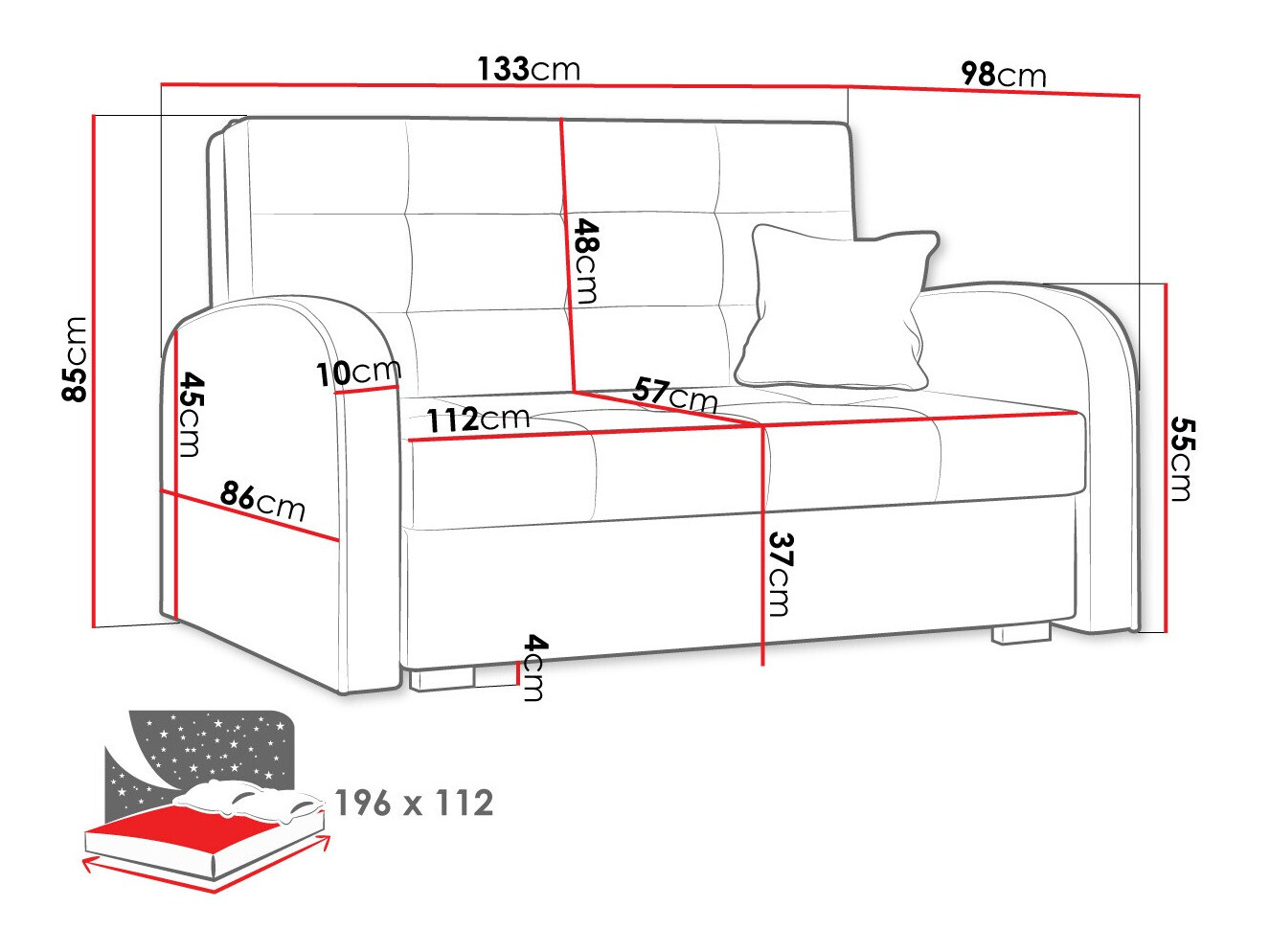 Slaapbank Columbus 115 (Aragon 03)