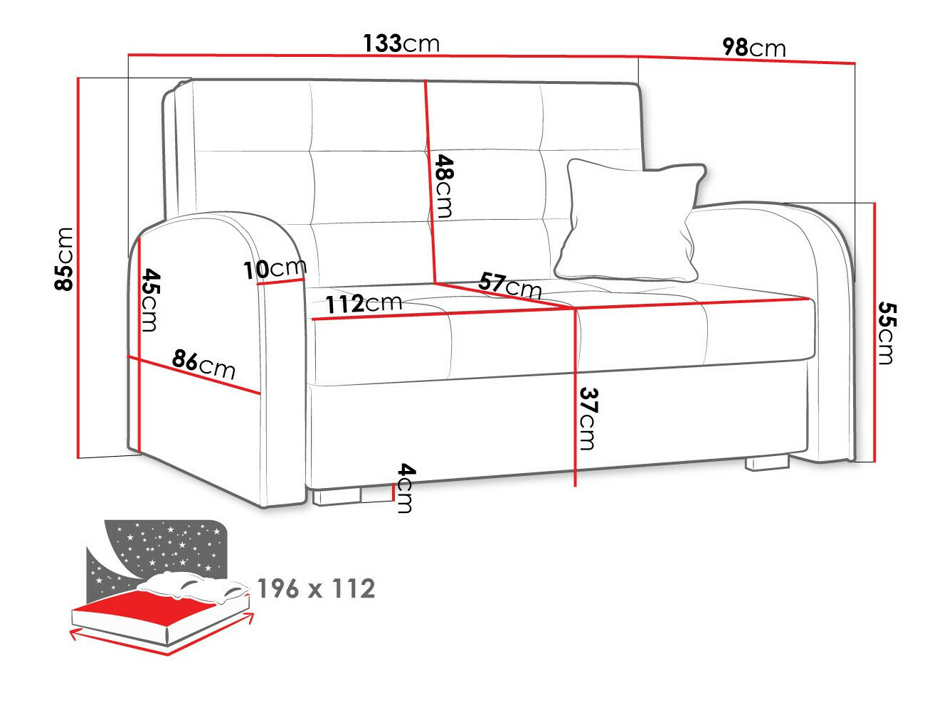 Slaapbank Columbus 115 (Aragon 14)