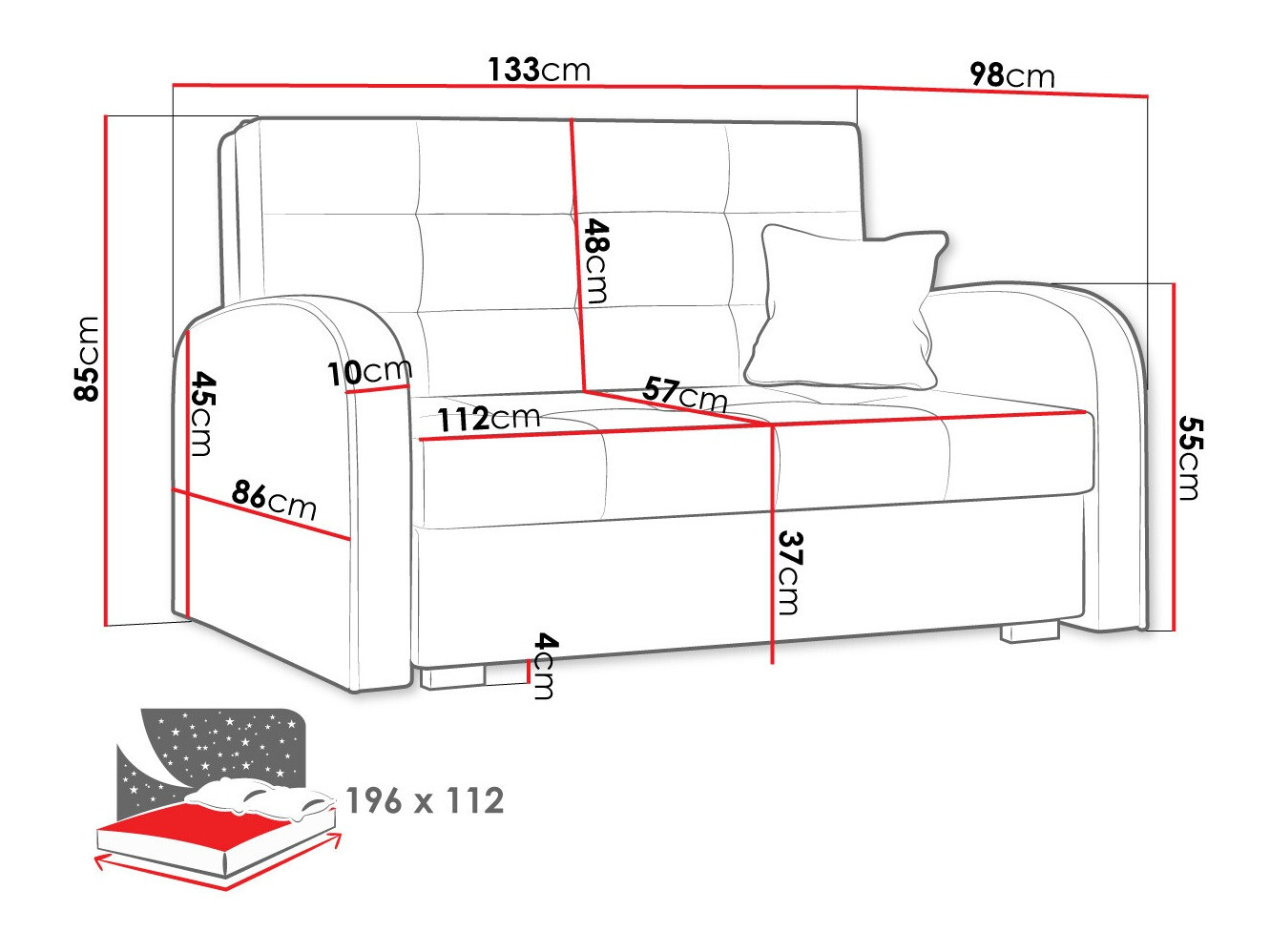 Slaapbank Columbus 115 (Aragon 90)