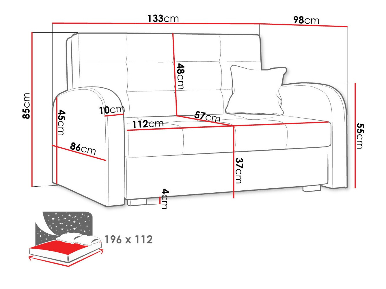 Slaapbank Columbus 115 (Aragon 93)