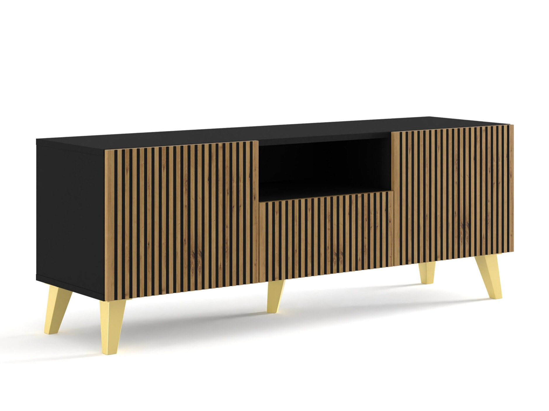 TV-meubel Buffalo 156 (Zwart + Artisan eiken)