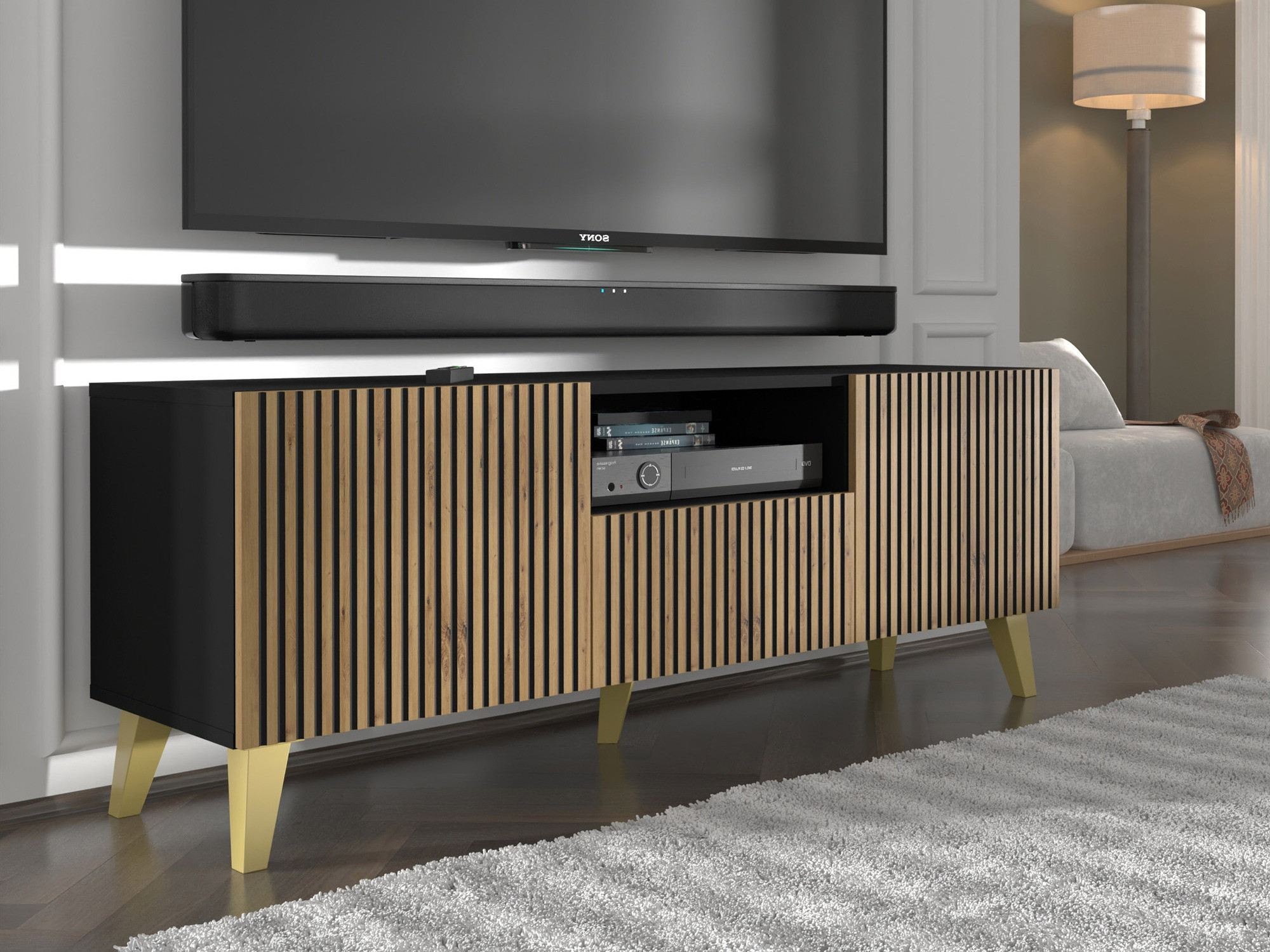 TV-meubel Buffalo 156 (Zwart + Artisan eiken)