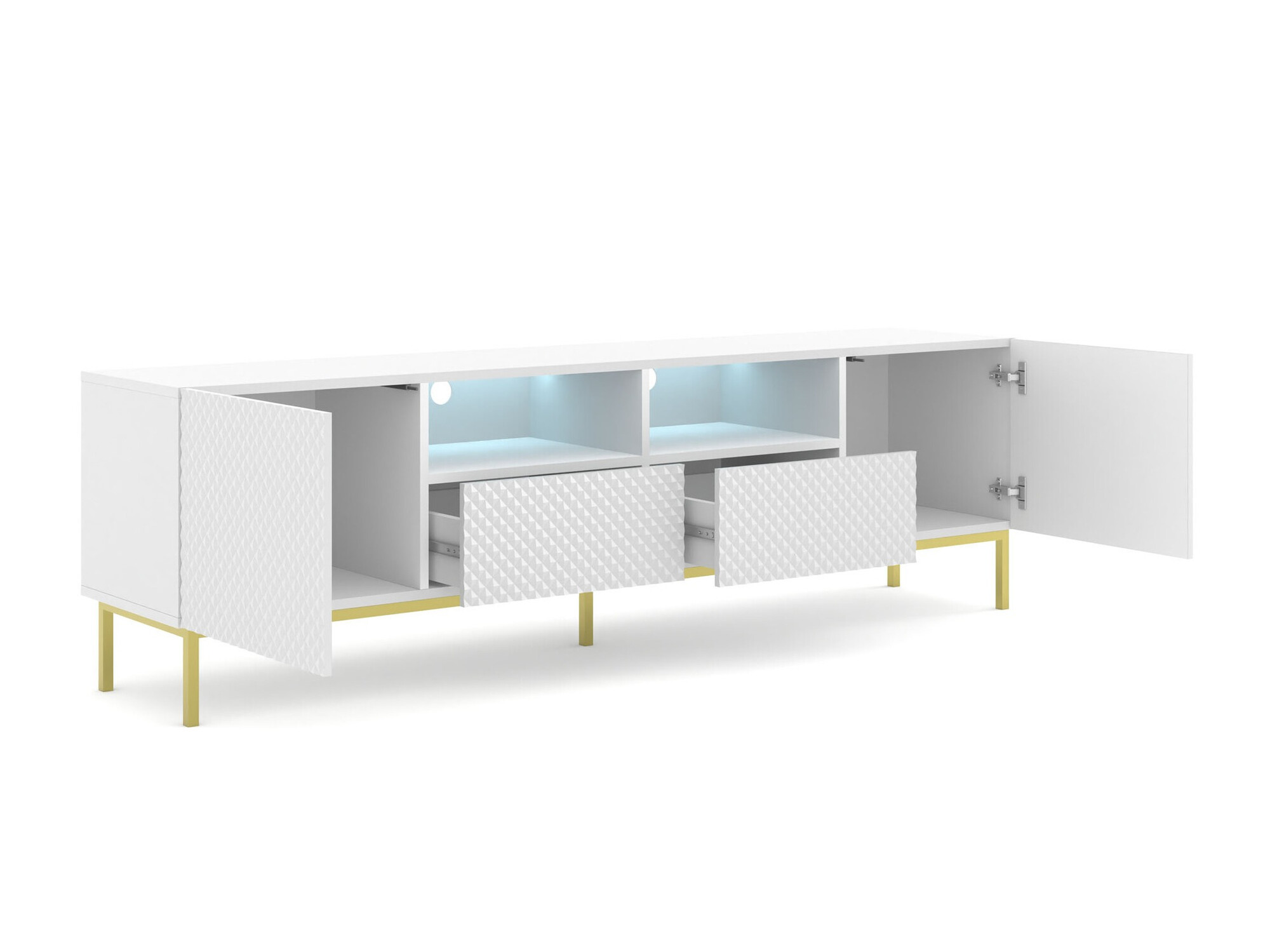 TV-meubel Buffalo 158 (Wit + Glanzend wit)