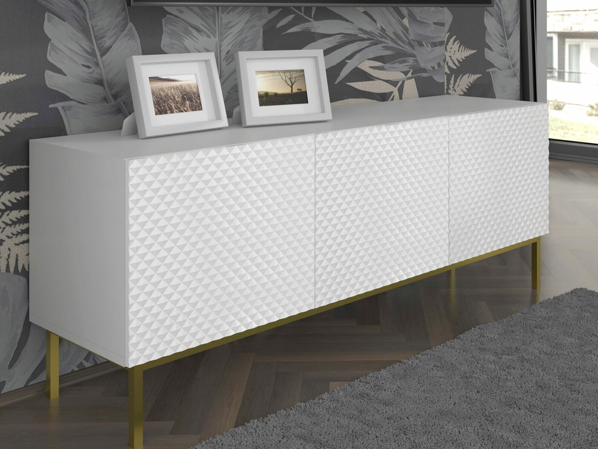 TV-meubel Odelomu 101 (Wit + Glanzend wit)