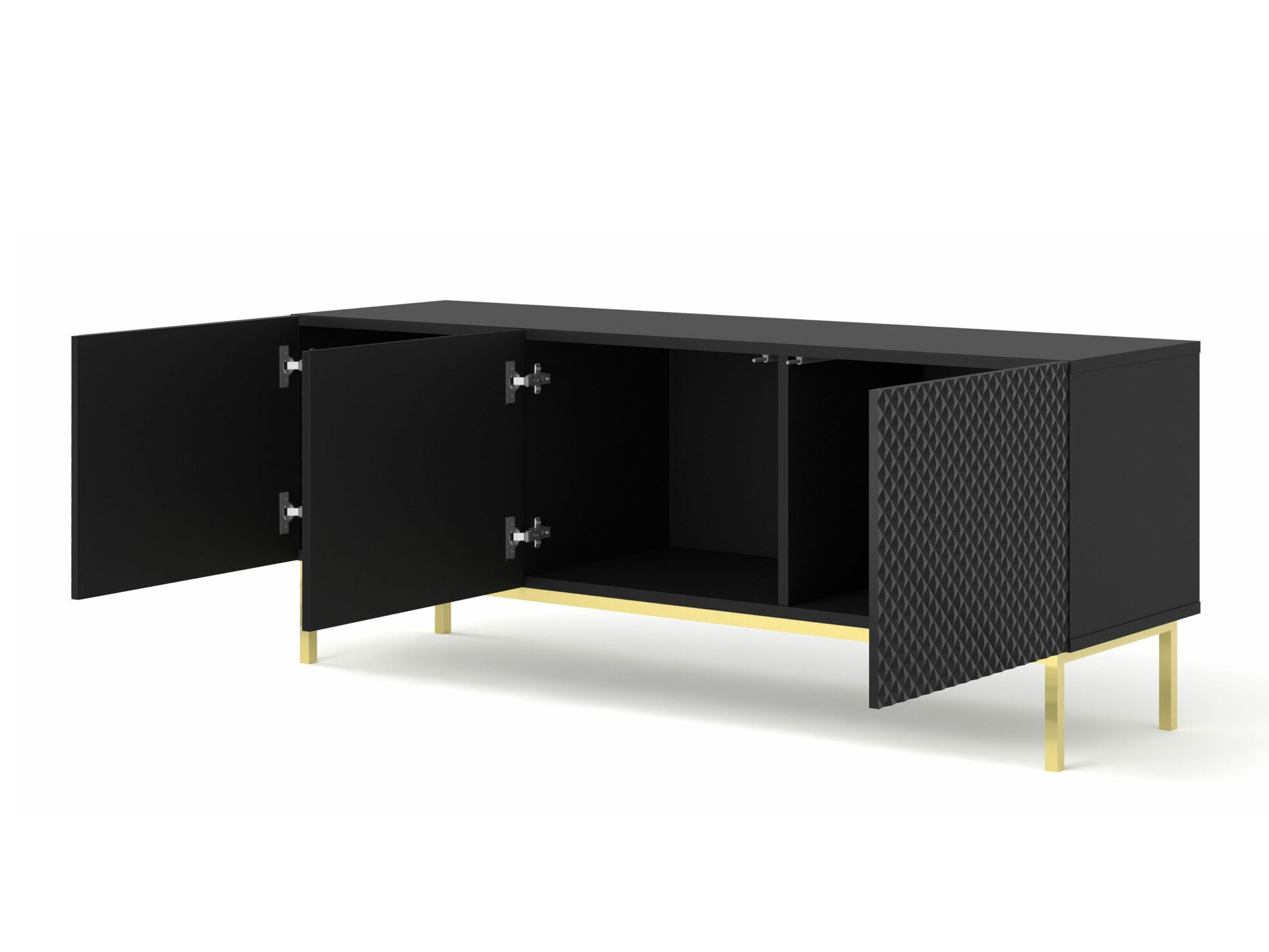 TV-meubel Odelomu 101 (Zwart + Glanzend zwart)