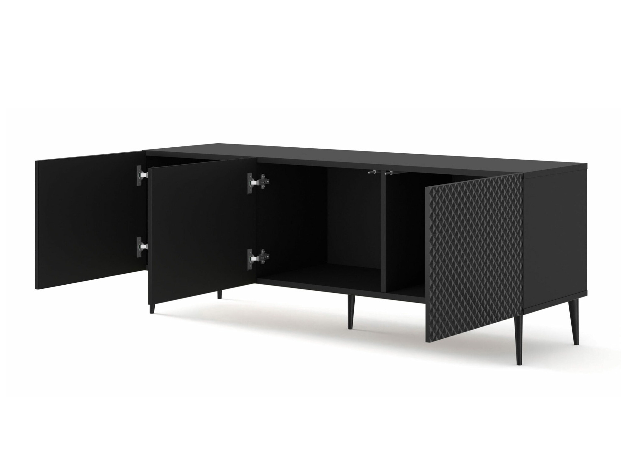 TV-meubel Odelomu 101 (Zwart + Glanzend zwart)