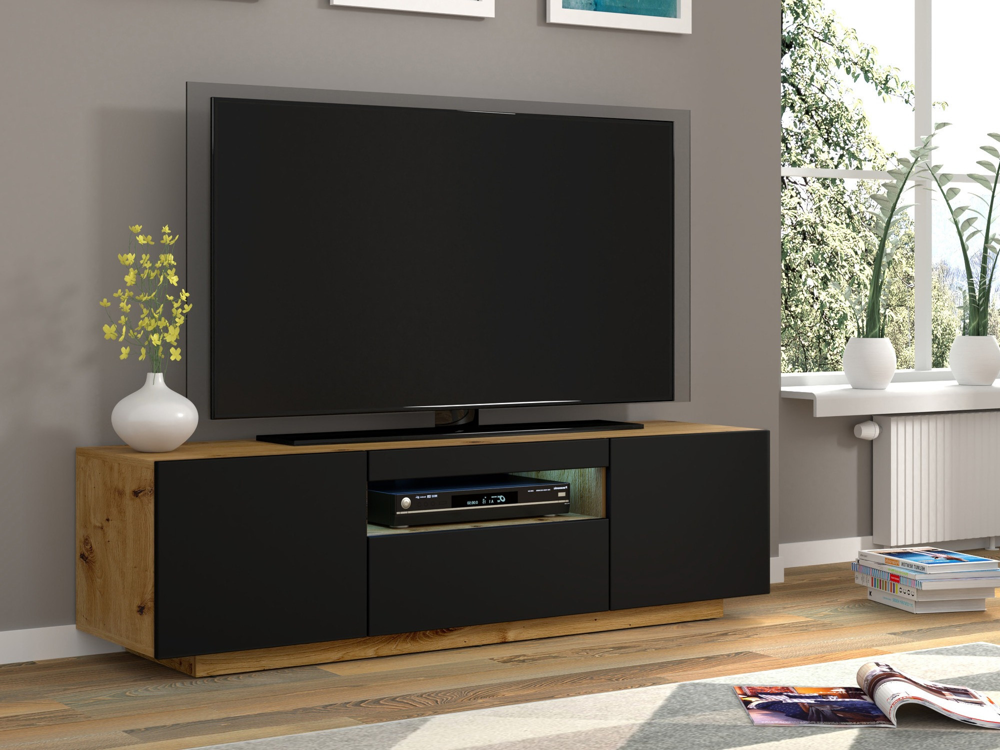 TV-meubel Morteo 103 (Artisan eiken + Zwart)