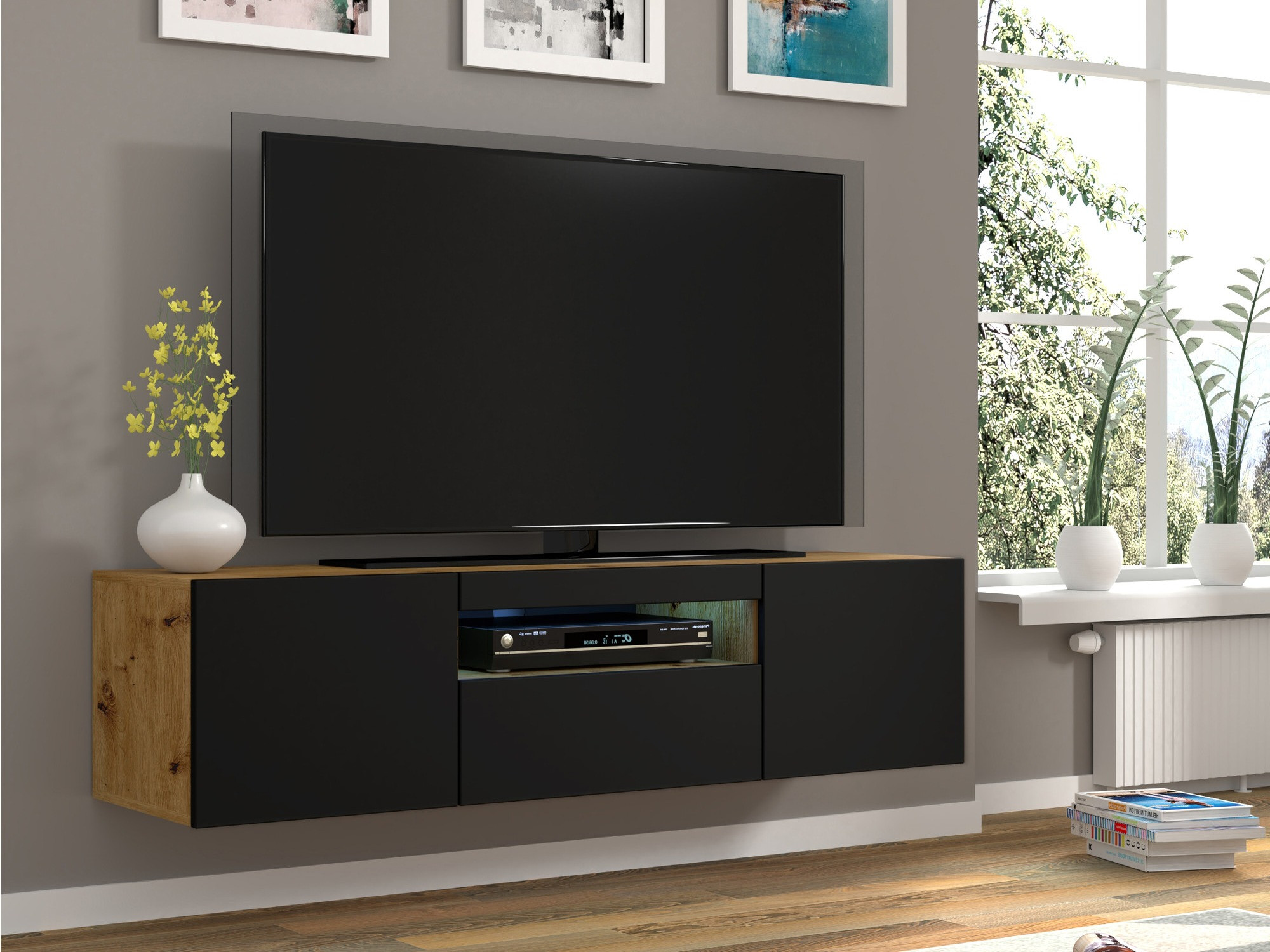 TV-meubel Morteo 103 (Artisan eiken + Zwart)