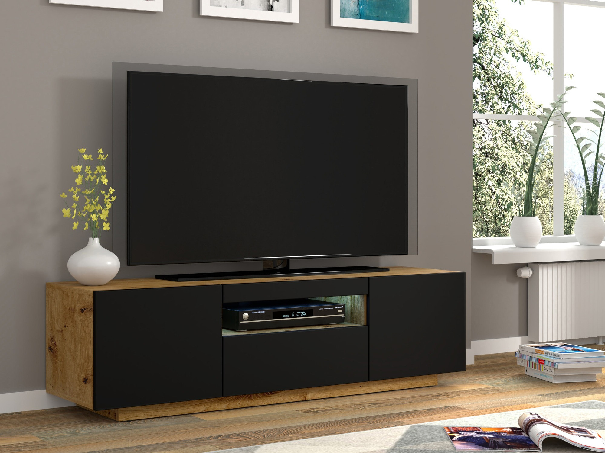 TV-meubel Morteo 103 (Artisan eiken + Zwart)