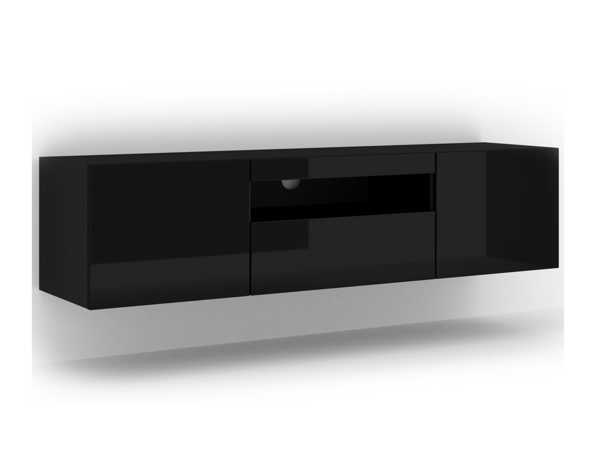 TV-meubel Morteo 103 (Zwart + Glanzend zwart)