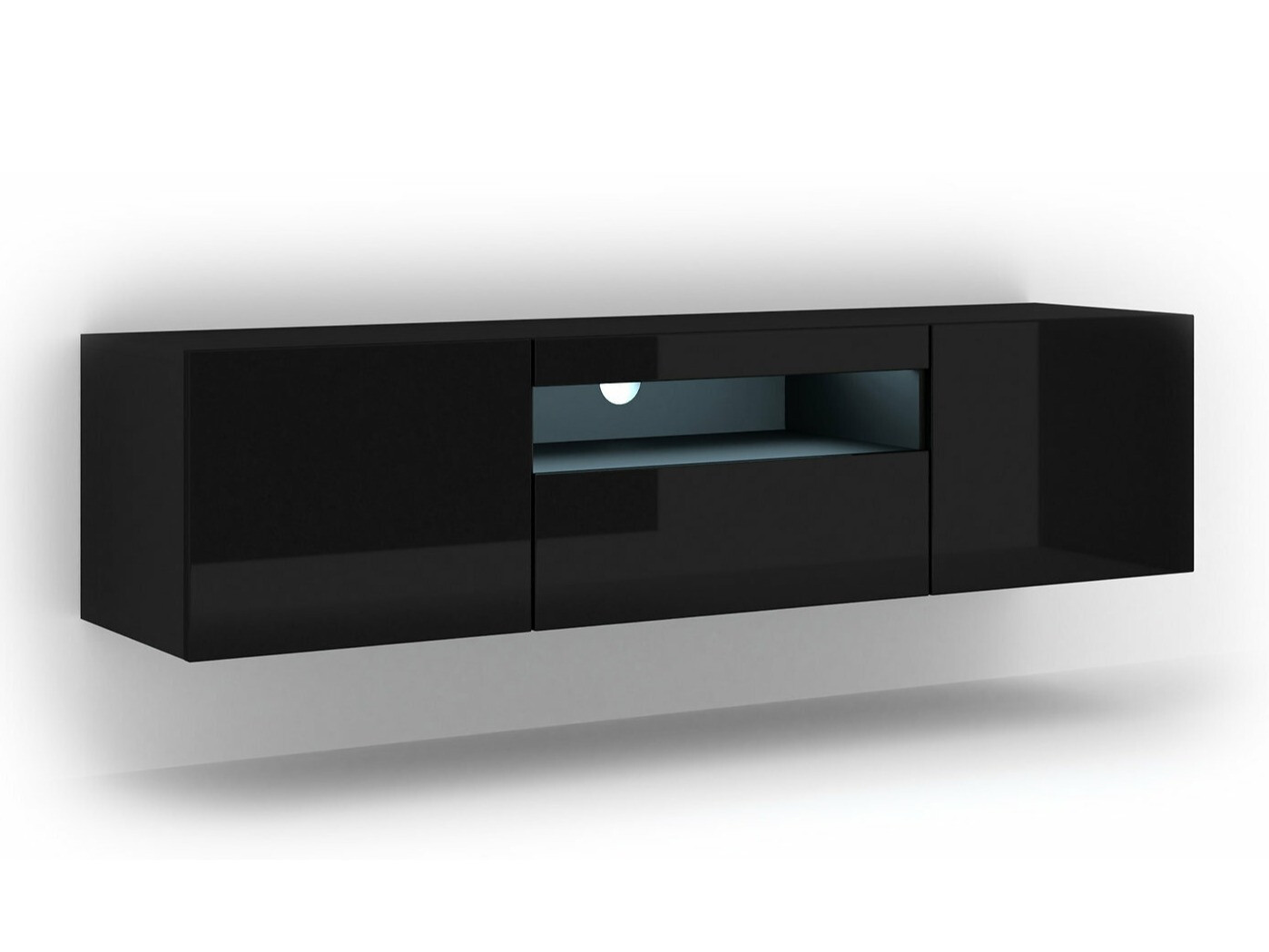 TV-meubel Morteo 103 (Zwart + Glanzend zwart)