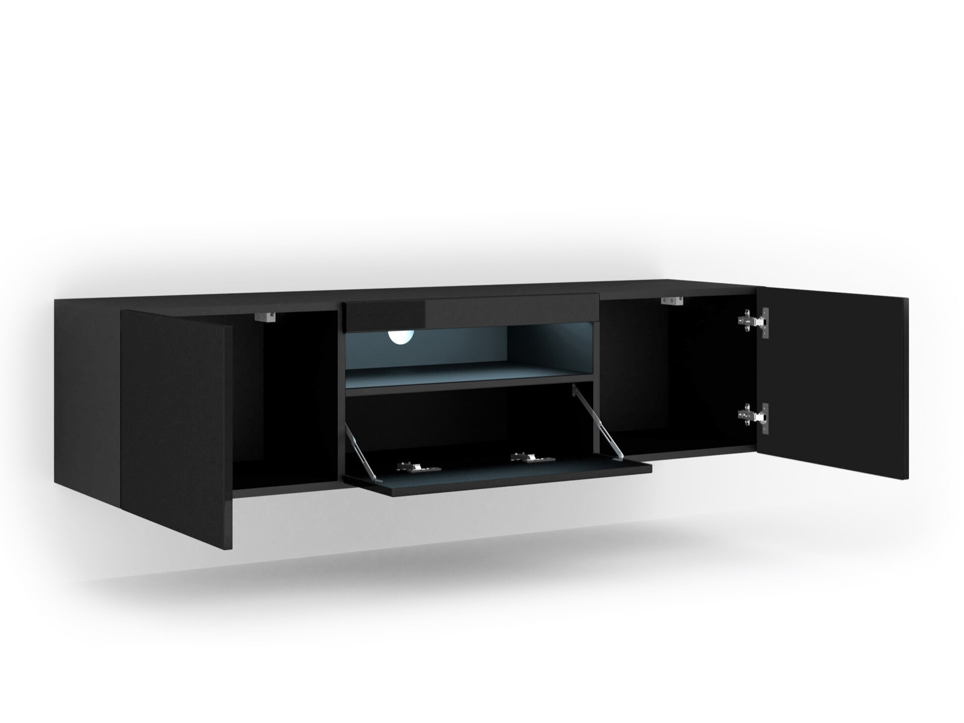 TV-meubel Morteo 103 (Zwart + Glanzend zwart)