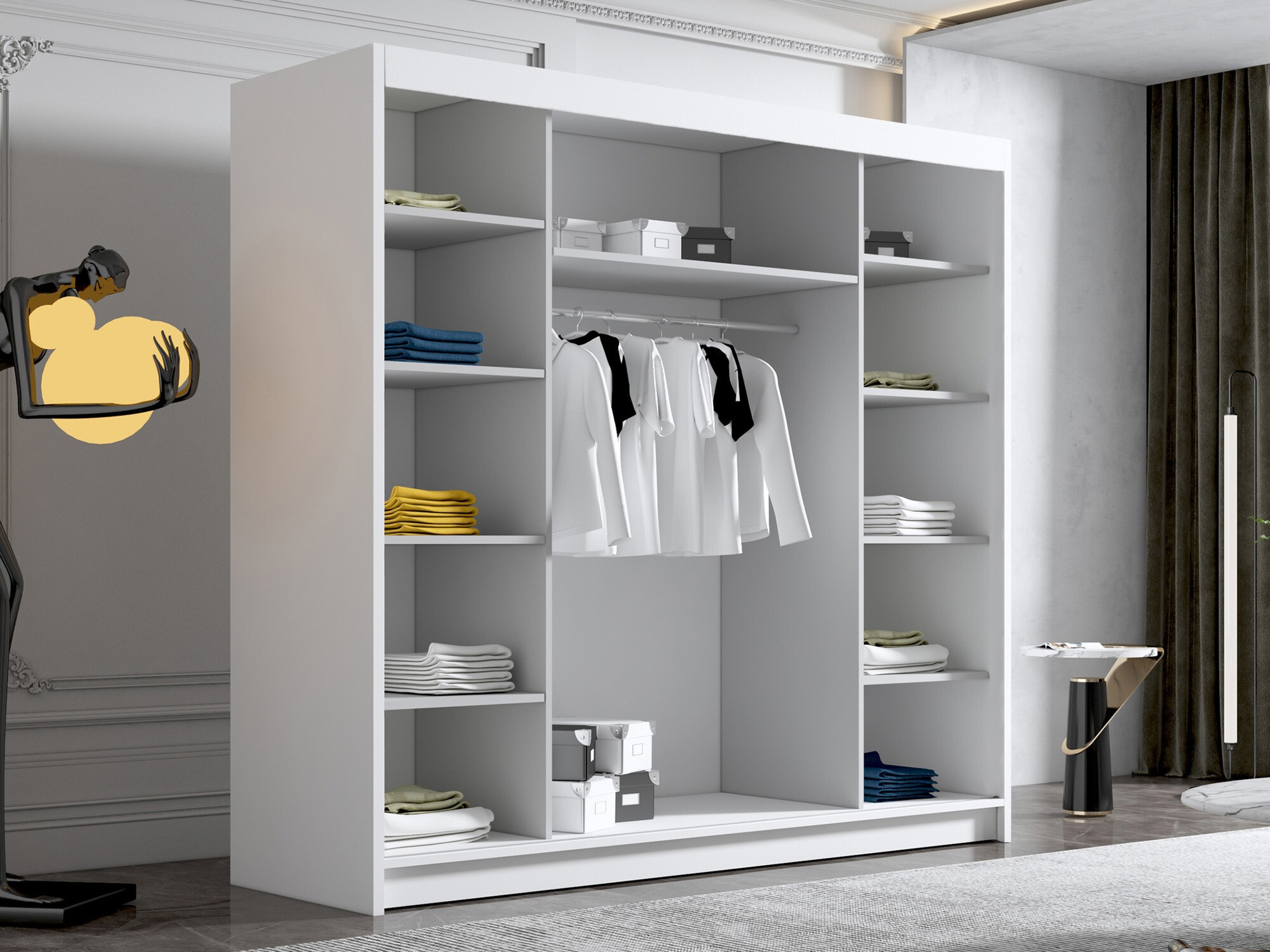 Kledingkast Closico 185 (Wit + Zwart)