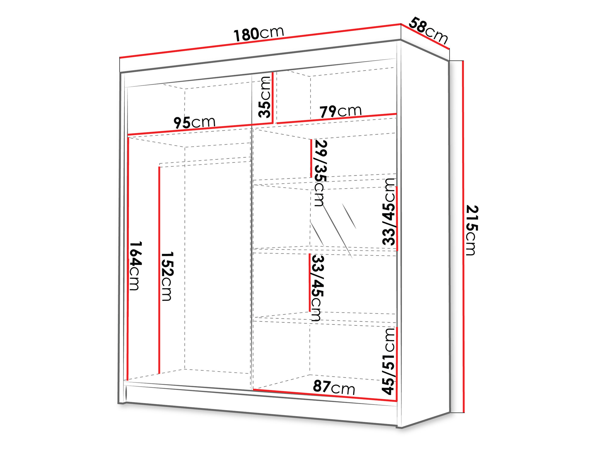 Kledingkast Closico 186 (Zwart + Wit)