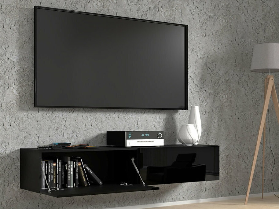 TV-meubel Buffalo 166 (Zwart + Glanzend zwart)