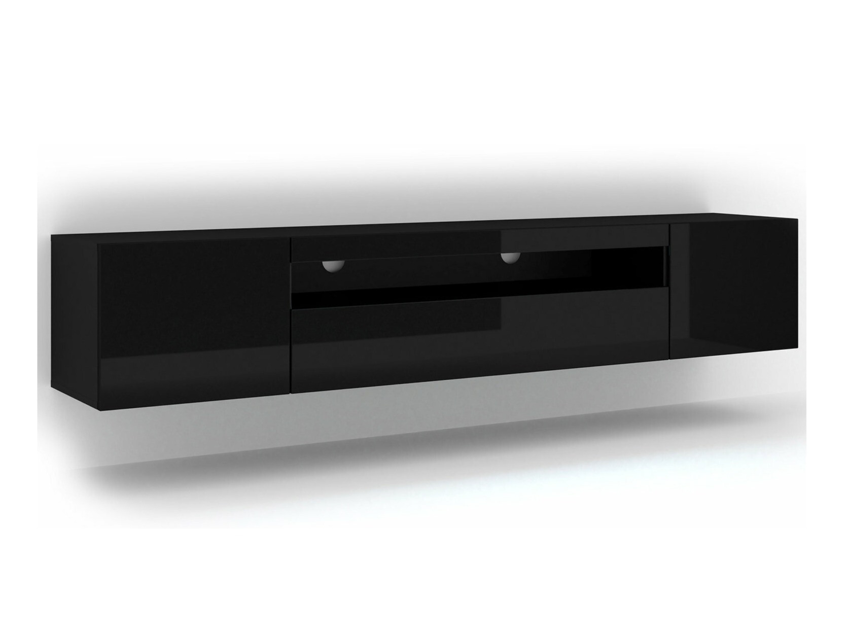 TV-meubel Morteo 104 (Zwart + Glanzend zwart)