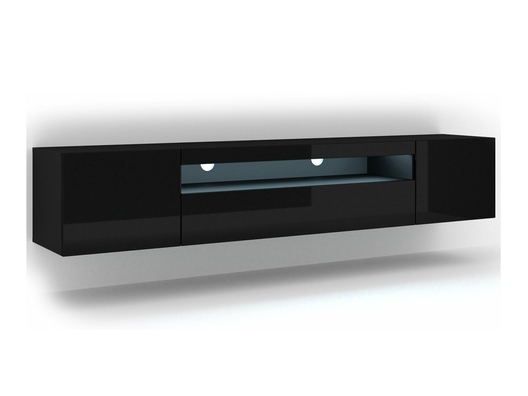 TV-meubel Morteo 104 (Zwart + Glanzend zwart)