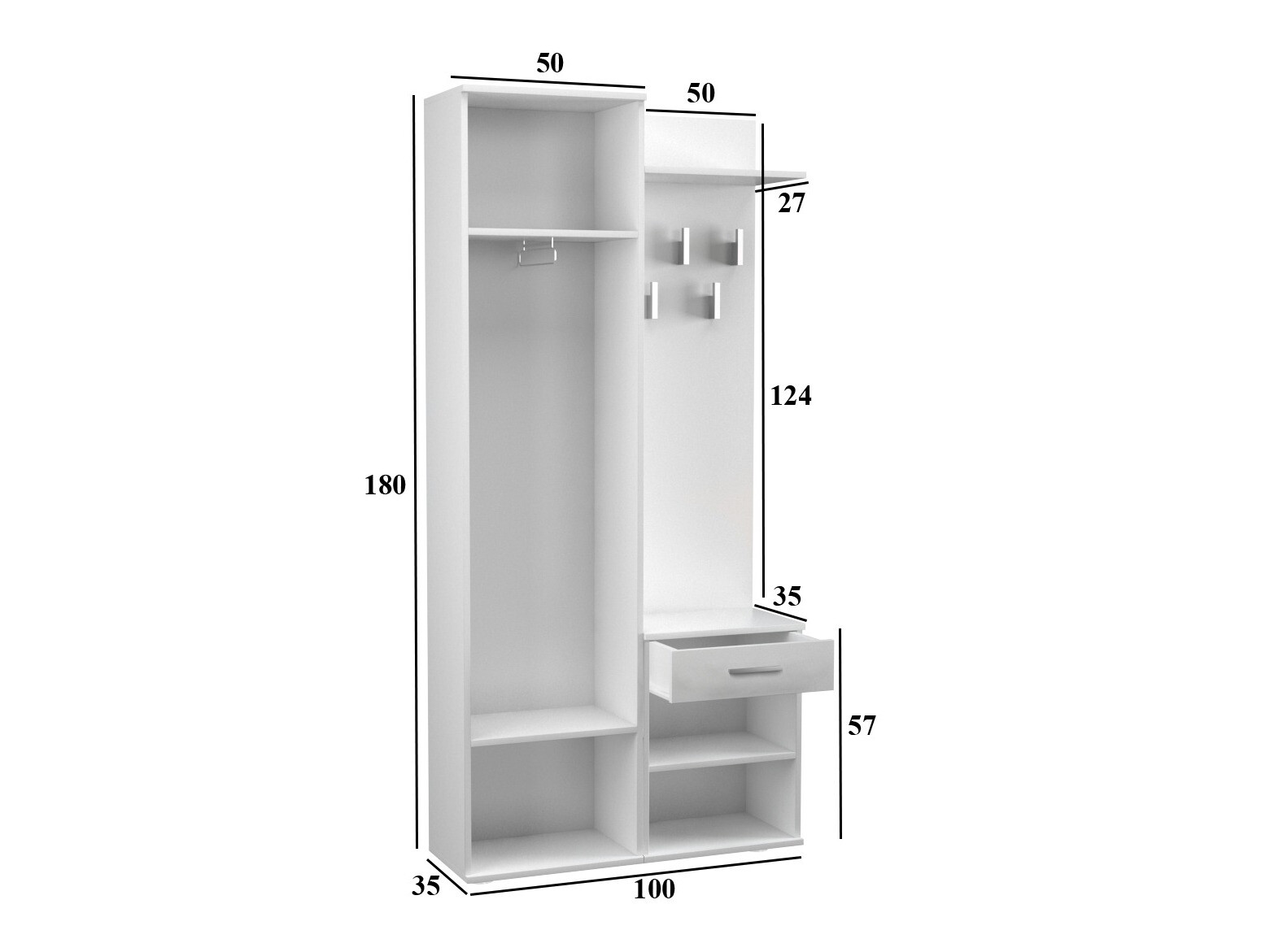 Gangmeubelset Mandeville 126 (Mat wit)