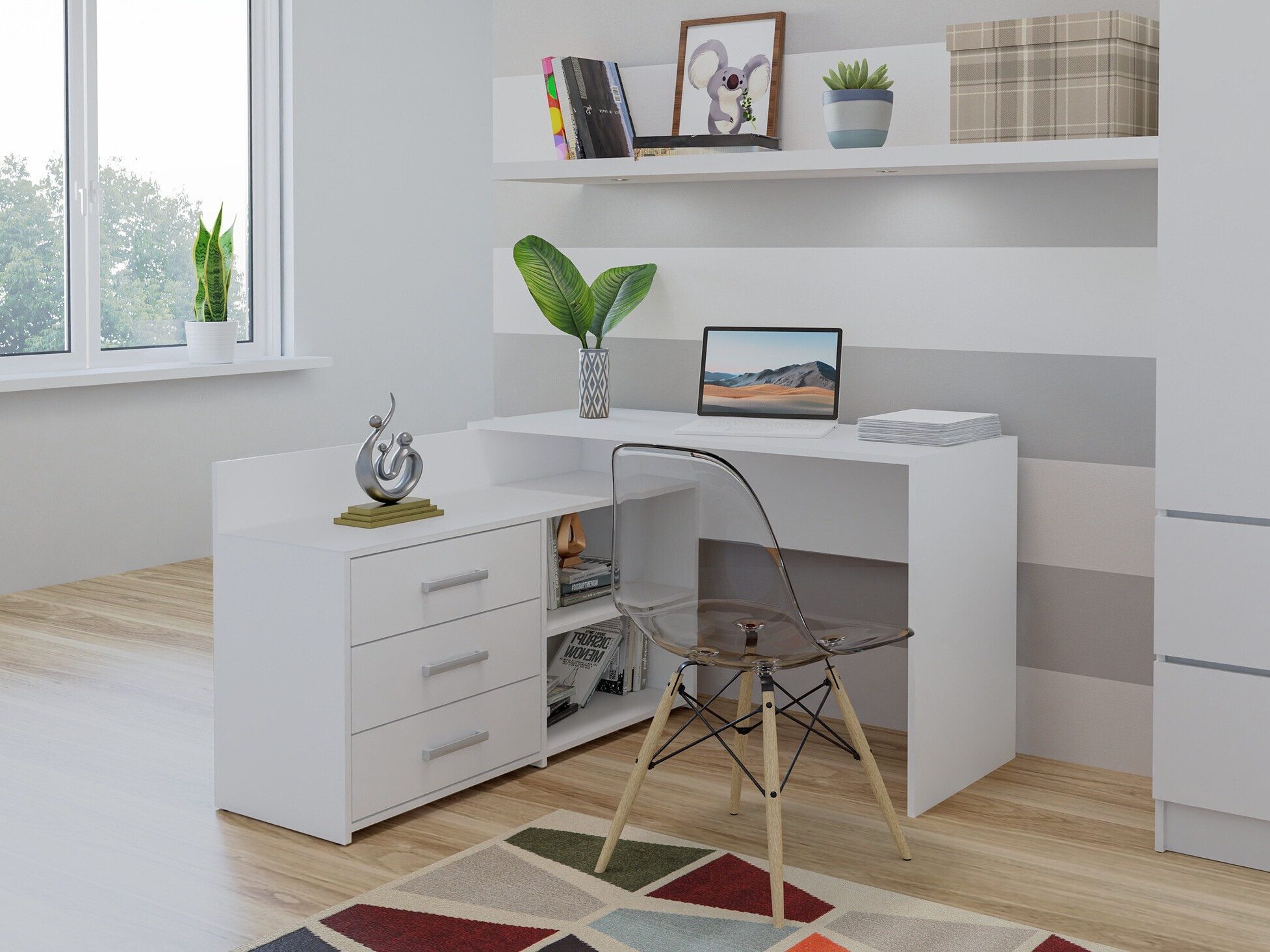 Hoekbureau Mandeville 131 (Mat wit)