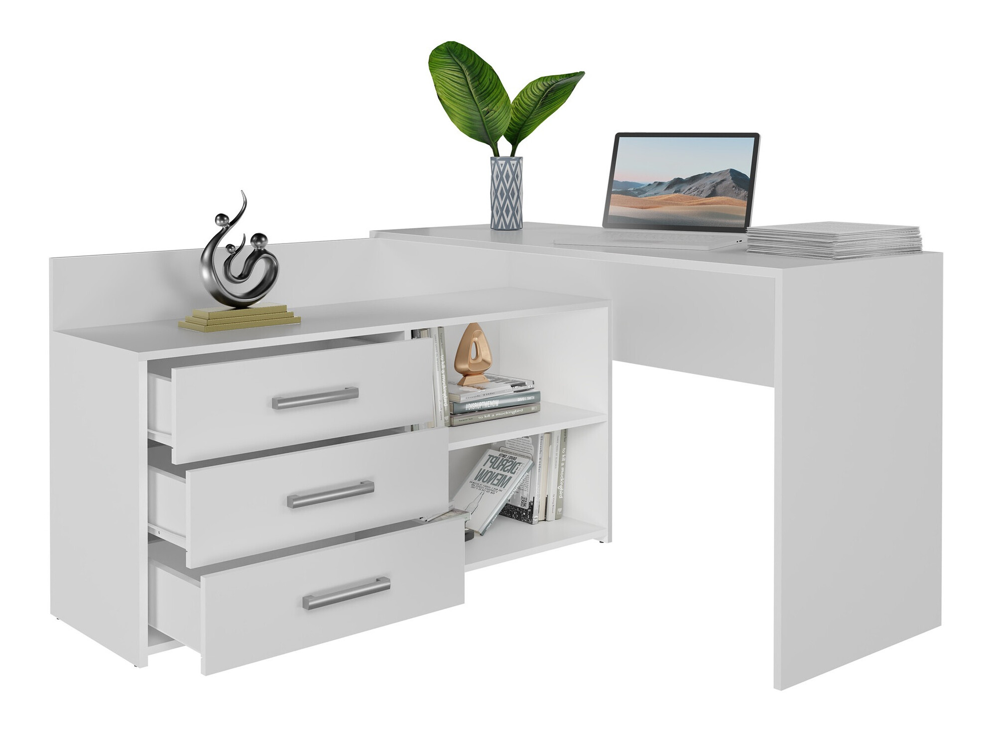 Hoekbureau Mandeville 131 (Mat wit)