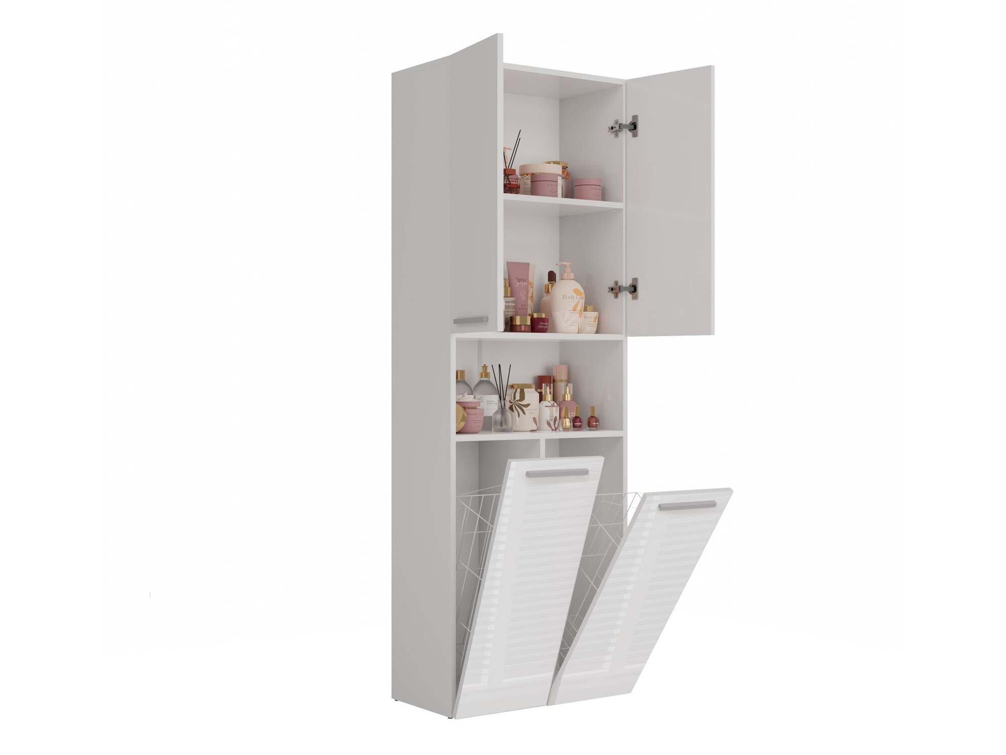 Staand badkamermeubel Nolmaru 103 (Wit + Glanzend wit)