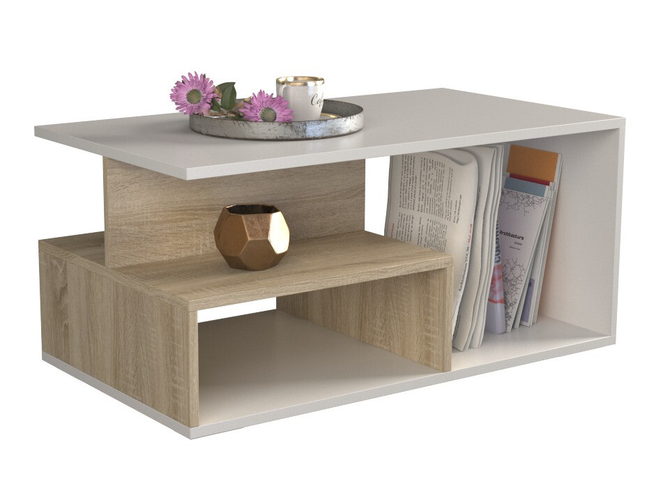 Salontafel Mandeville 166 (Wit + Sonoma eik)
