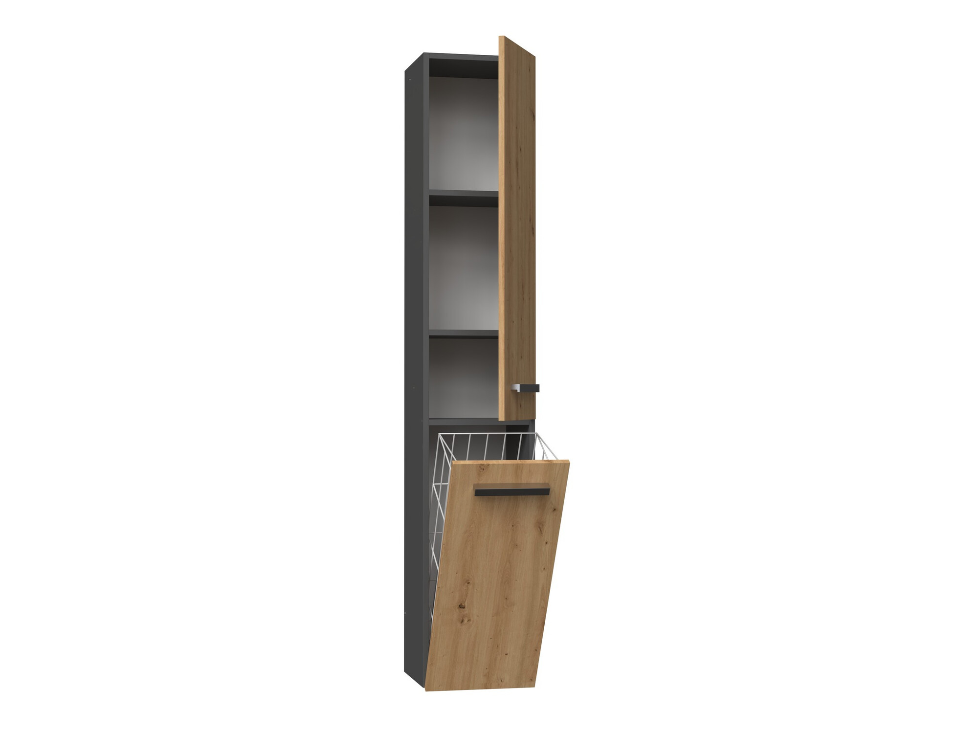 Staand badkamermeubel Nolmaru 107 (Antraciet + Artisan eiken)