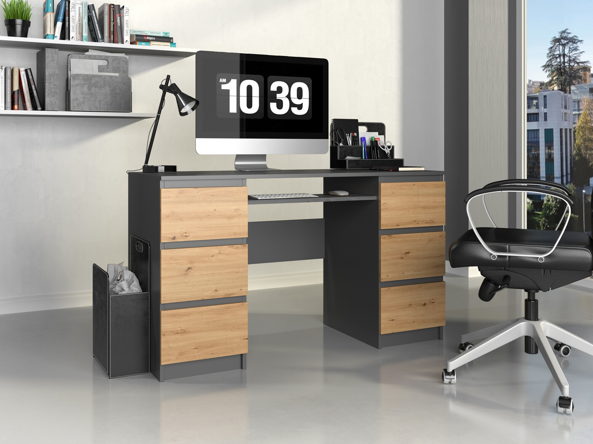 Bureau Mandeville 178 (Antraciet + Artisan eiken)