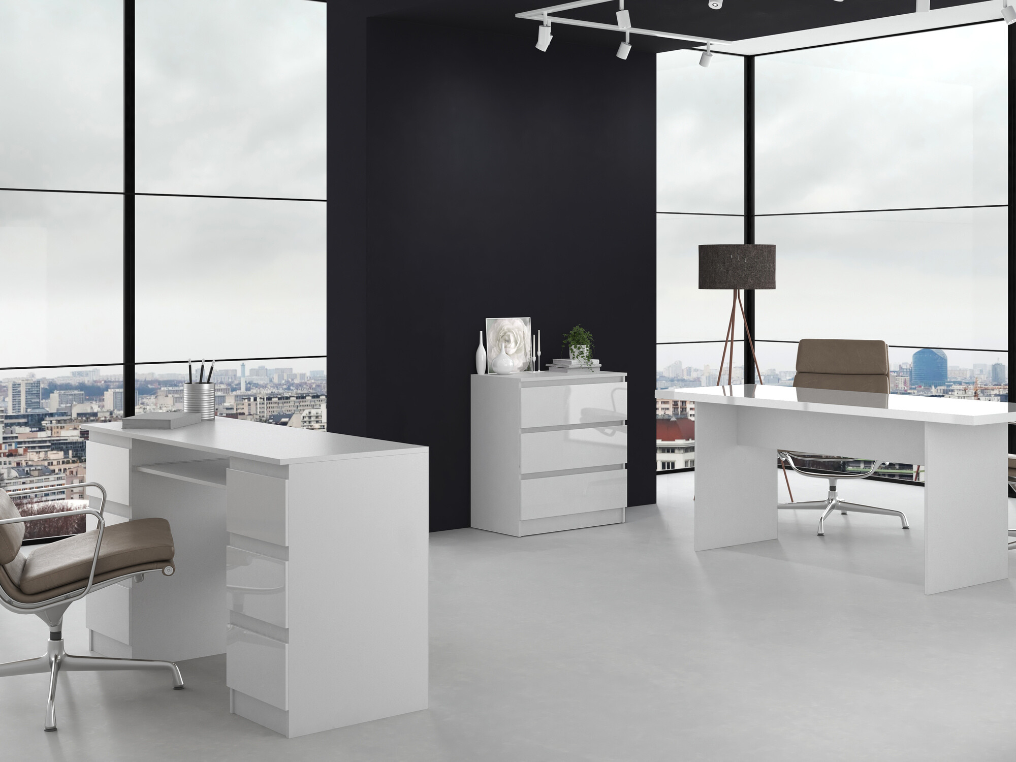 Ladekast Elbvelu 106 (Glanzend wit)