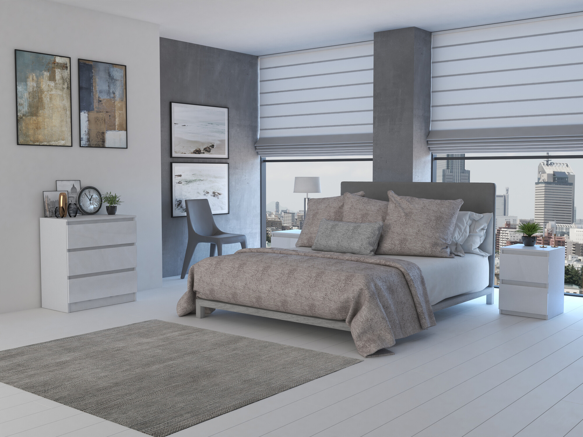 Ladekast Elbvelu 106 (Glanzend wit)