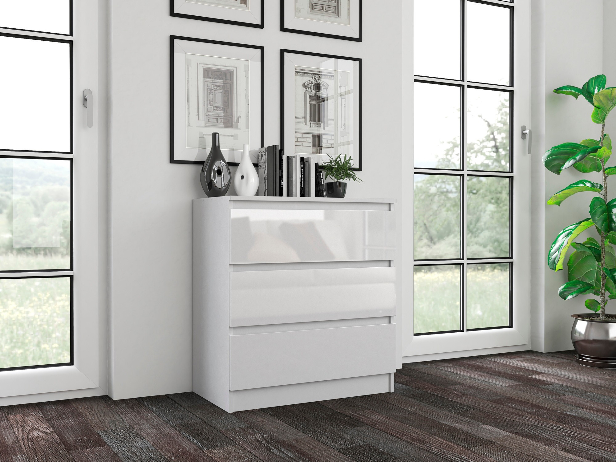 Ladekast Elbvelu 106 (Glanzend wit)