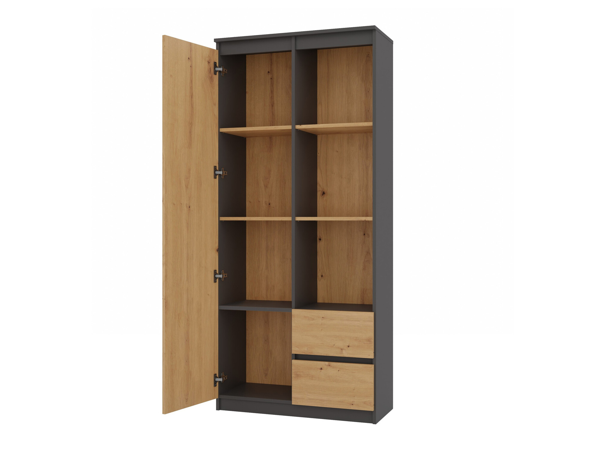 Boekenkast Mandeville 182 (Antraciet + Artisan eiken)